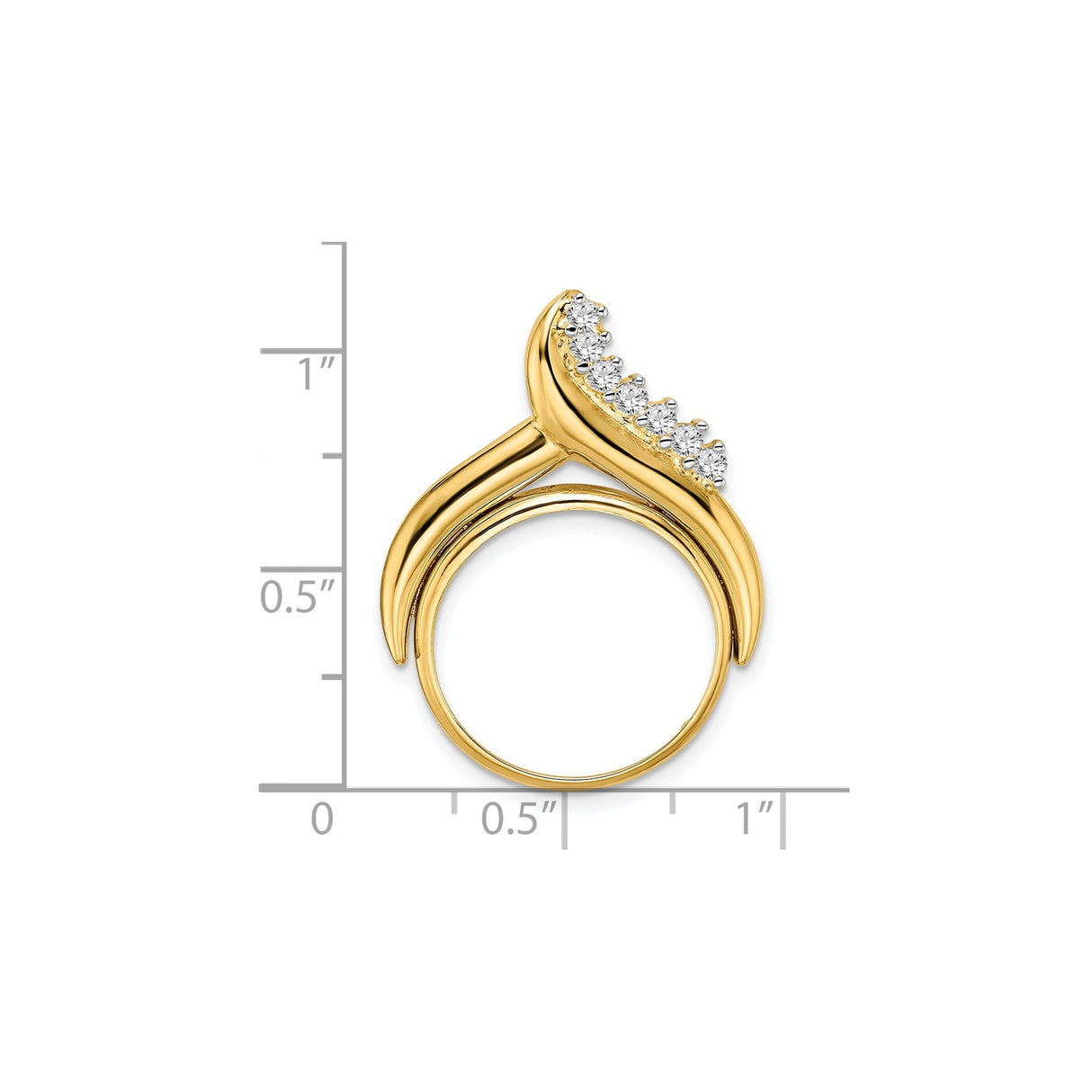 18 mm 14k Yellow Gold coin bezel for 18 mm Coin — size reference (ruler)