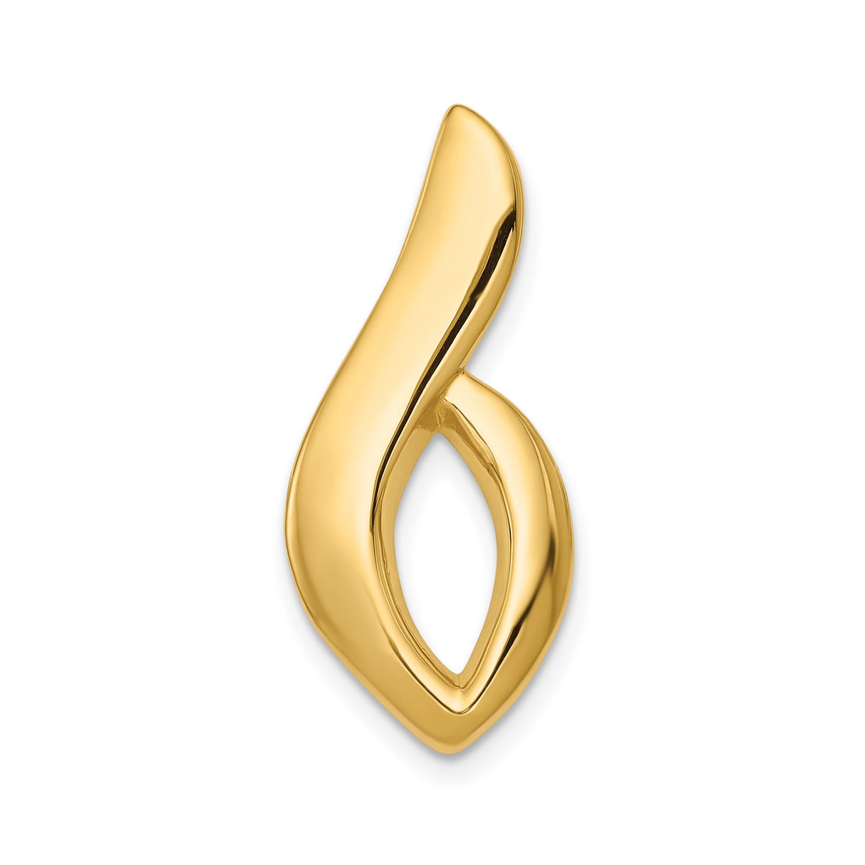 14k Yellow Gold Pendant with Abstract Flame Design, Modern Minimalist Style for Women