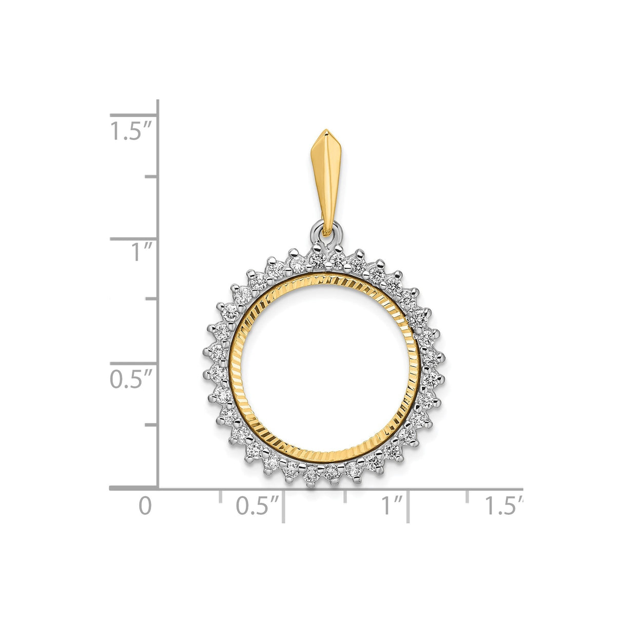 18 mm 14k Multi-Tone Gold coin bezel for 18 mm Coin — size reference (ruler)