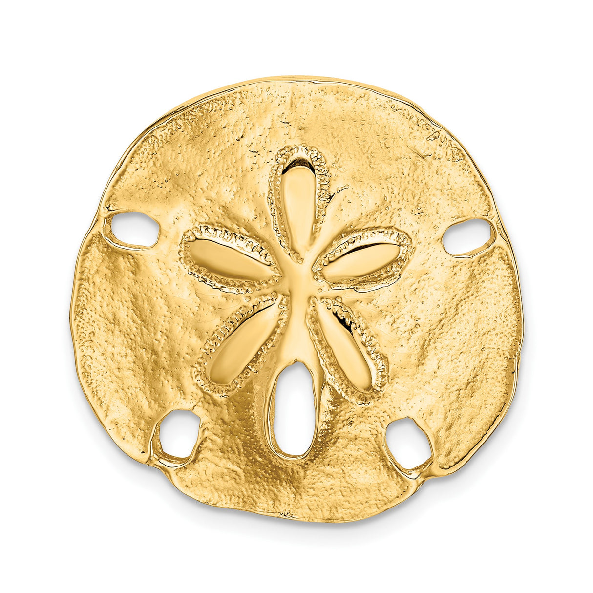 14k Yellow Gold Sand Dollar Pendant with Cutout Star, Nautical Beach Theme for Women