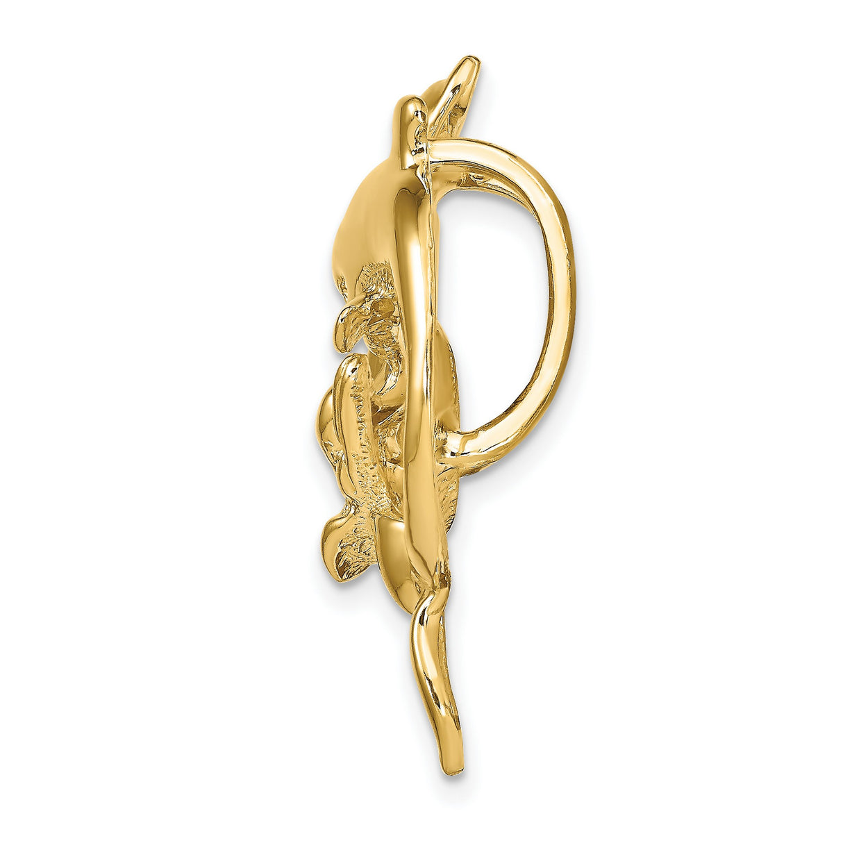 14k Yellow Gold Dolphin Pendant with Intertwined Dolphins, Nautical Marine Life Charm