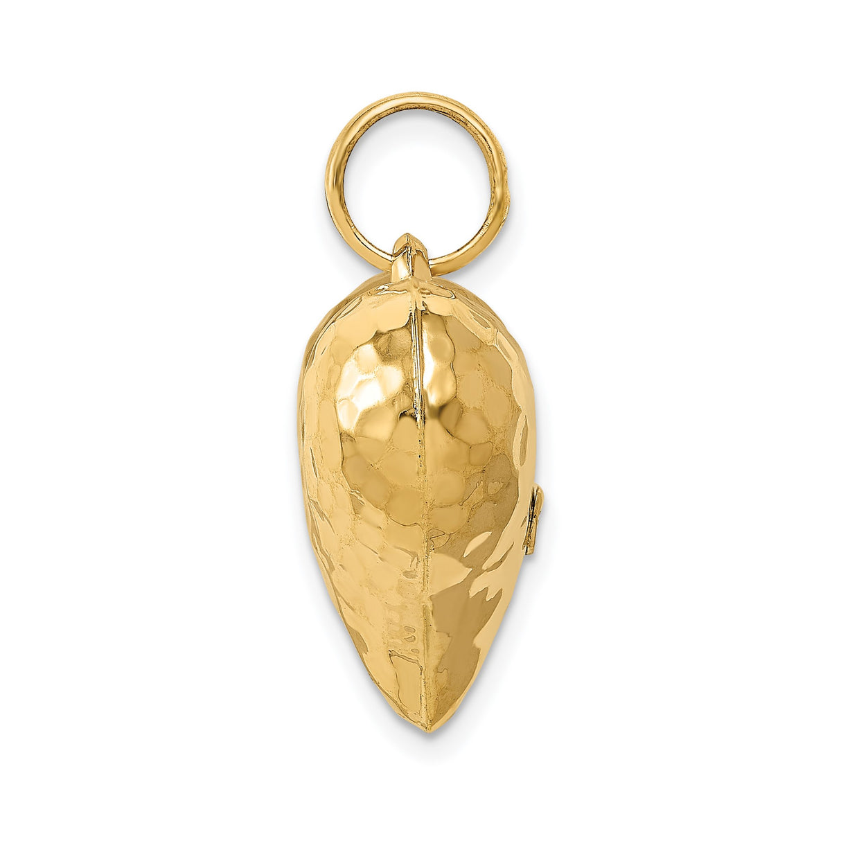 14k Yellow Gold Heart Pendant with Hammered Textured Finish, Minimalist Romantic Charm