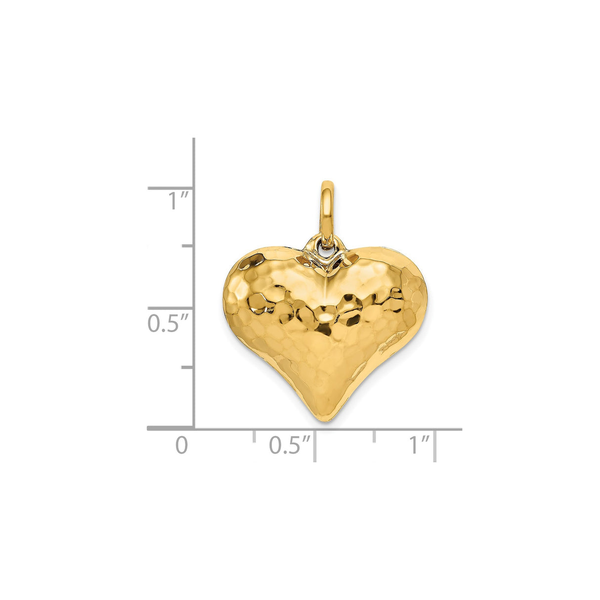 14k Yellow Gold Heart Pendant with Hammered Textured Finish, Minimalist Romantic Charm