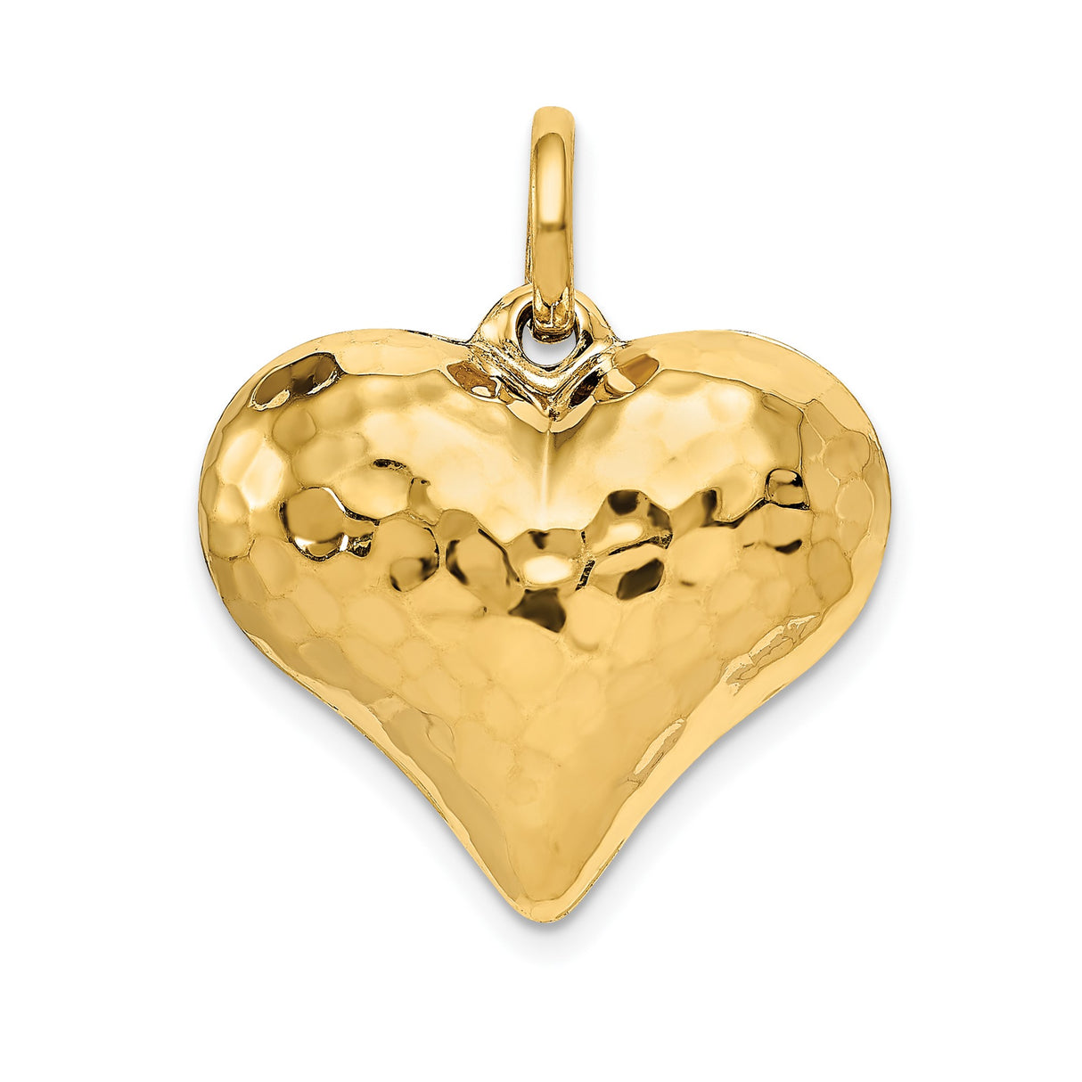 14k Yellow Gold Heart Pendant with Hammered Textured Finish, Minimalist Romantic Charm