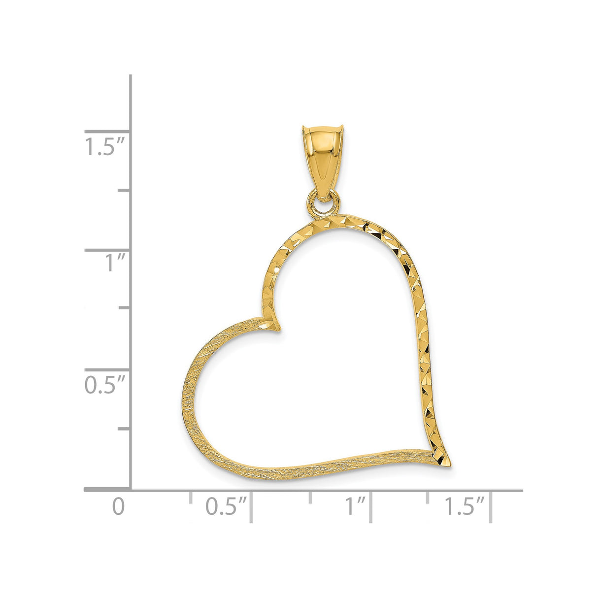 14k Yellow Gold Heart Pendant with Textured and Diamond Cut Finish