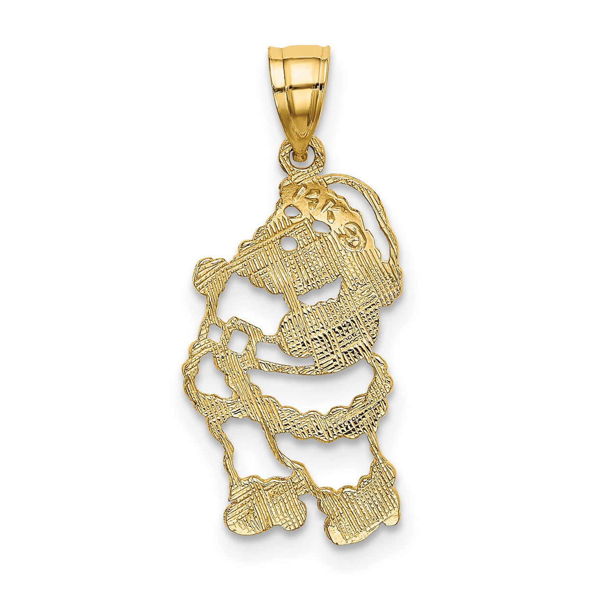 14k Yellow Gold Santa Claus Pendant, Cutout Standing Santa Design, Christmas Holiday Charm