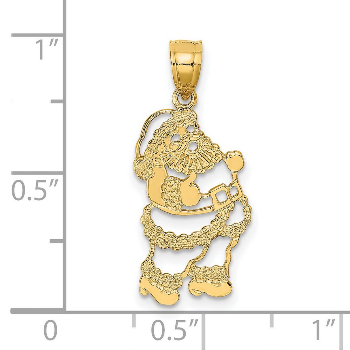 14k Yellow Gold Santa Claus Pendant, Cutout Standing Santa Design, Christmas Holiday Charm