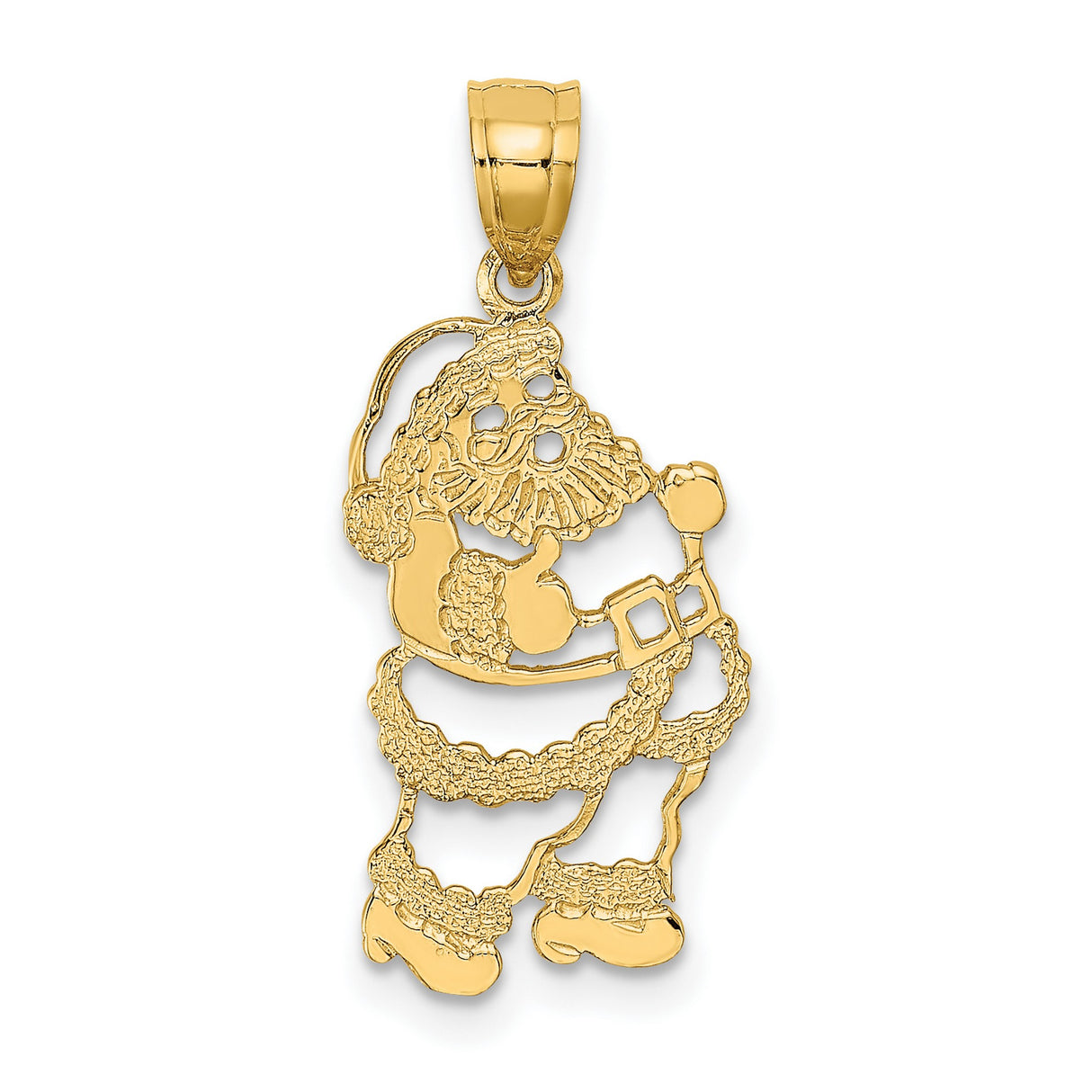 14k Yellow Gold Santa Claus Pendant, Cutout Standing Santa Design, Christmas Holiday Charm