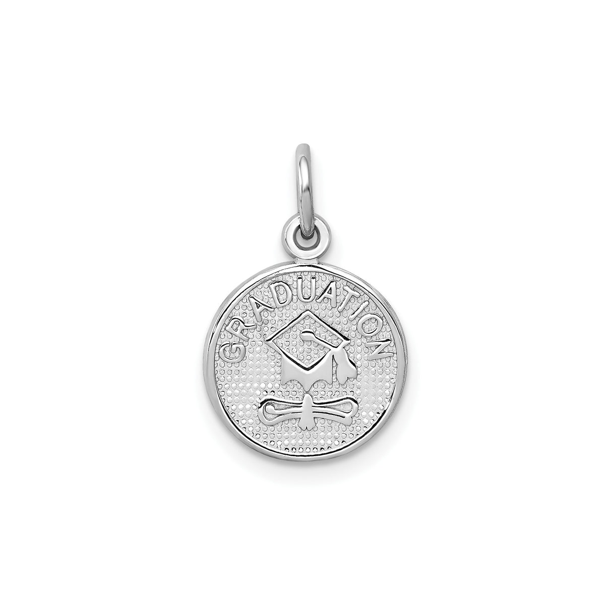 14k White Gold Graduation Cap and Diploma Pendant, Academic Milestone Charm