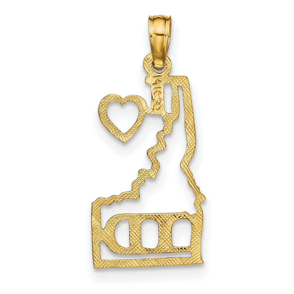 14k Yellow Gold Idaho Map Pendant with Heart Cutout, State Charm Jewelry for Women or Unisex