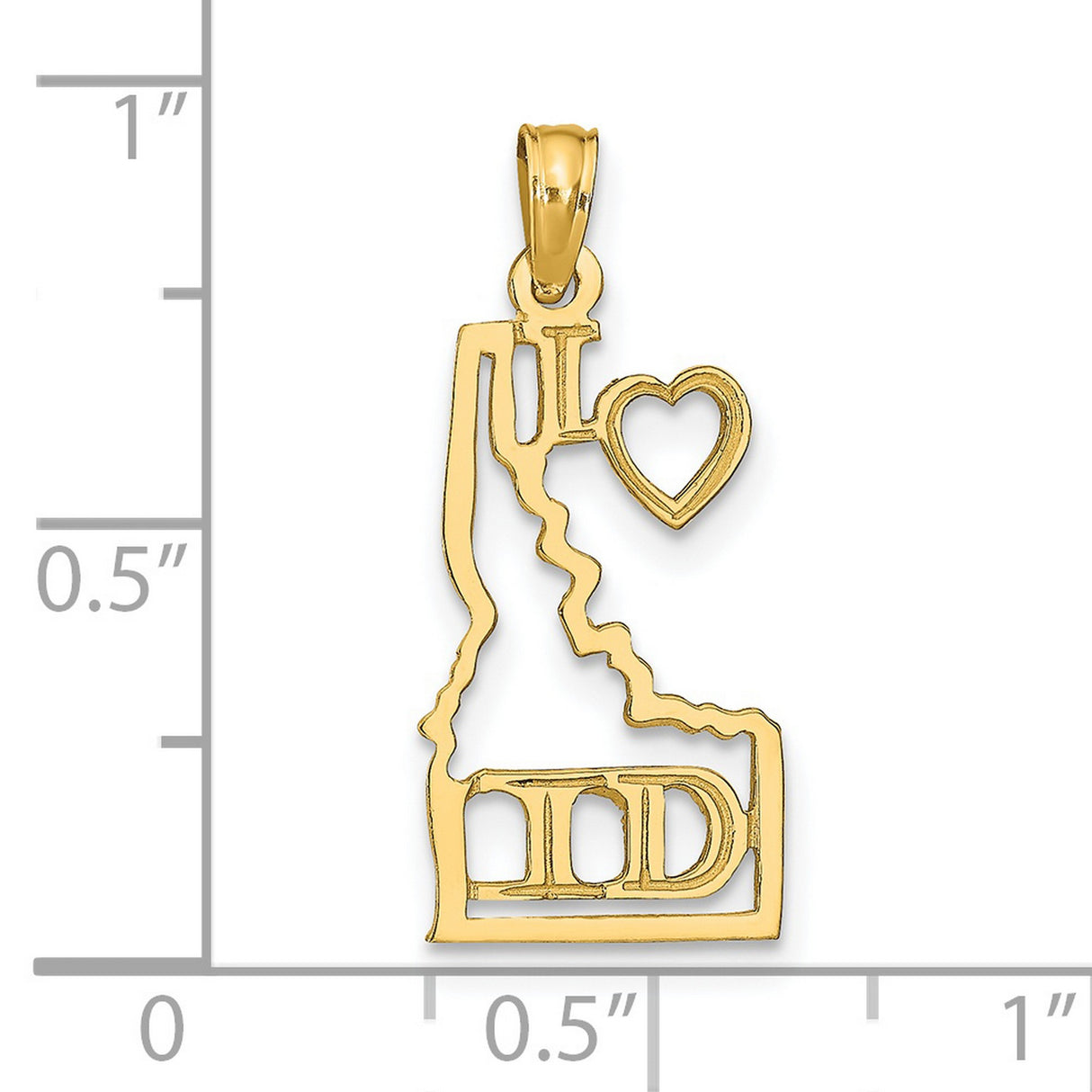 14k Yellow Gold Idaho Map Pendant with Heart Cutout, State Charm Jewelry for Women or Unisex
