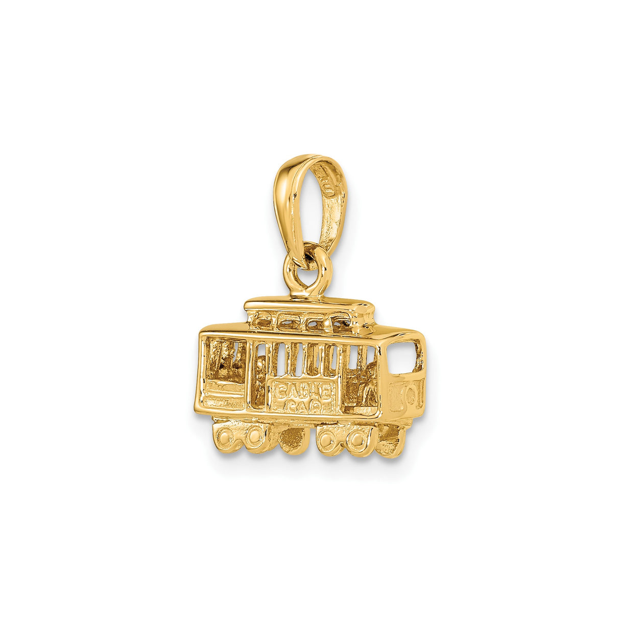 14k Yellow Gold Cable Car Pendant Charm, San Francisco Streetcar Design, Travel and City Heritage Theme