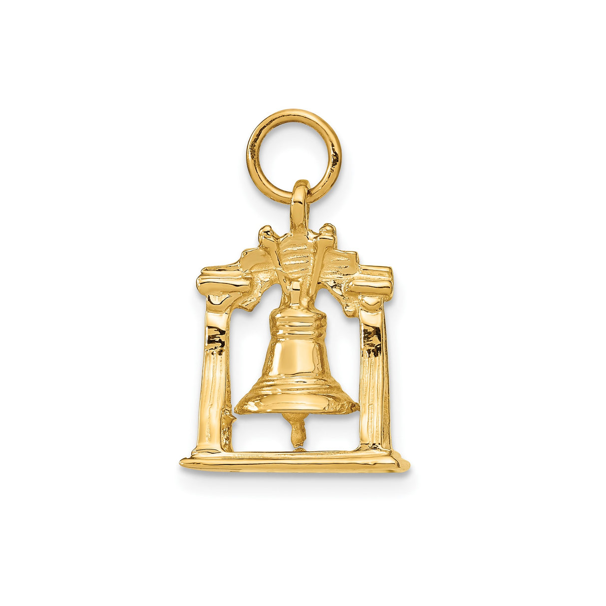 14k Yellow Gold Liberty Bell Pendant, Patriotic American Freedom Charm for Women or Unisex