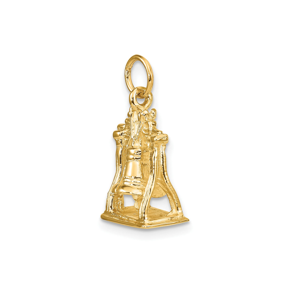 14k Yellow Gold Liberty Bell Pendant, Patriotic American Freedom Charm for Women or Unisex