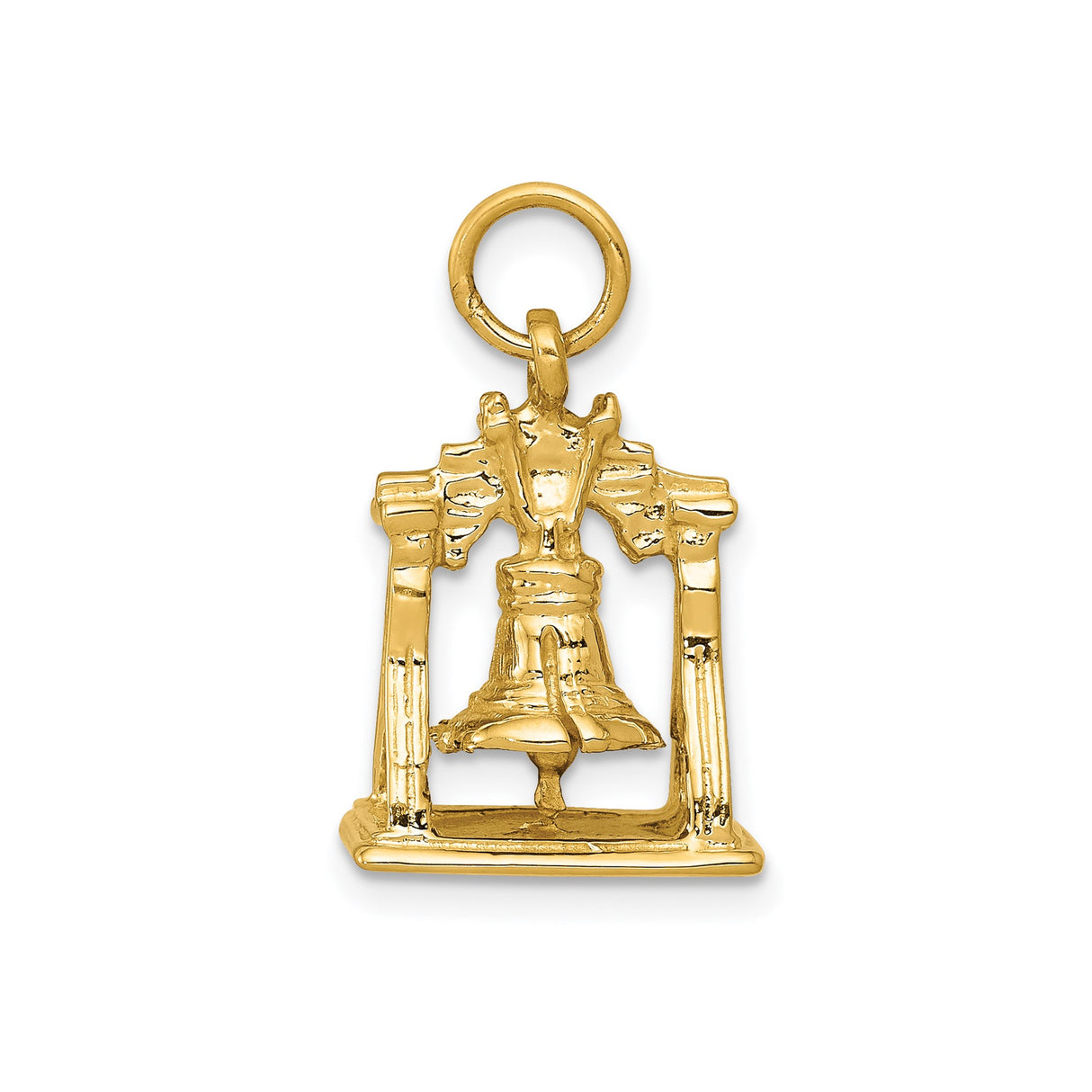 14k Yellow Gold Liberty Bell Pendant, Patriotic American Freedom Charm for Women or Unisex