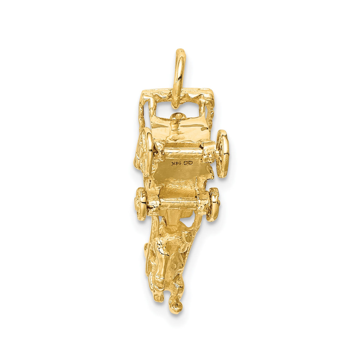 14k Yellow Gold Carriage Pendant with Horse-Drawn Stagecoach Design, Western Charm