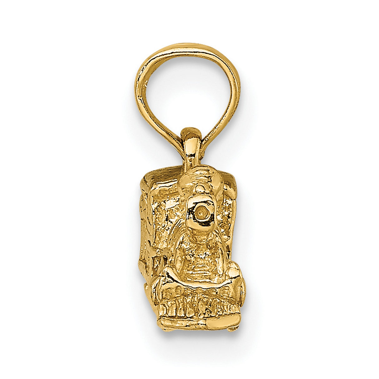 14k Yellow Gold Steam Train Pendant, Vintage Locomotive Charm for Men or Unisex