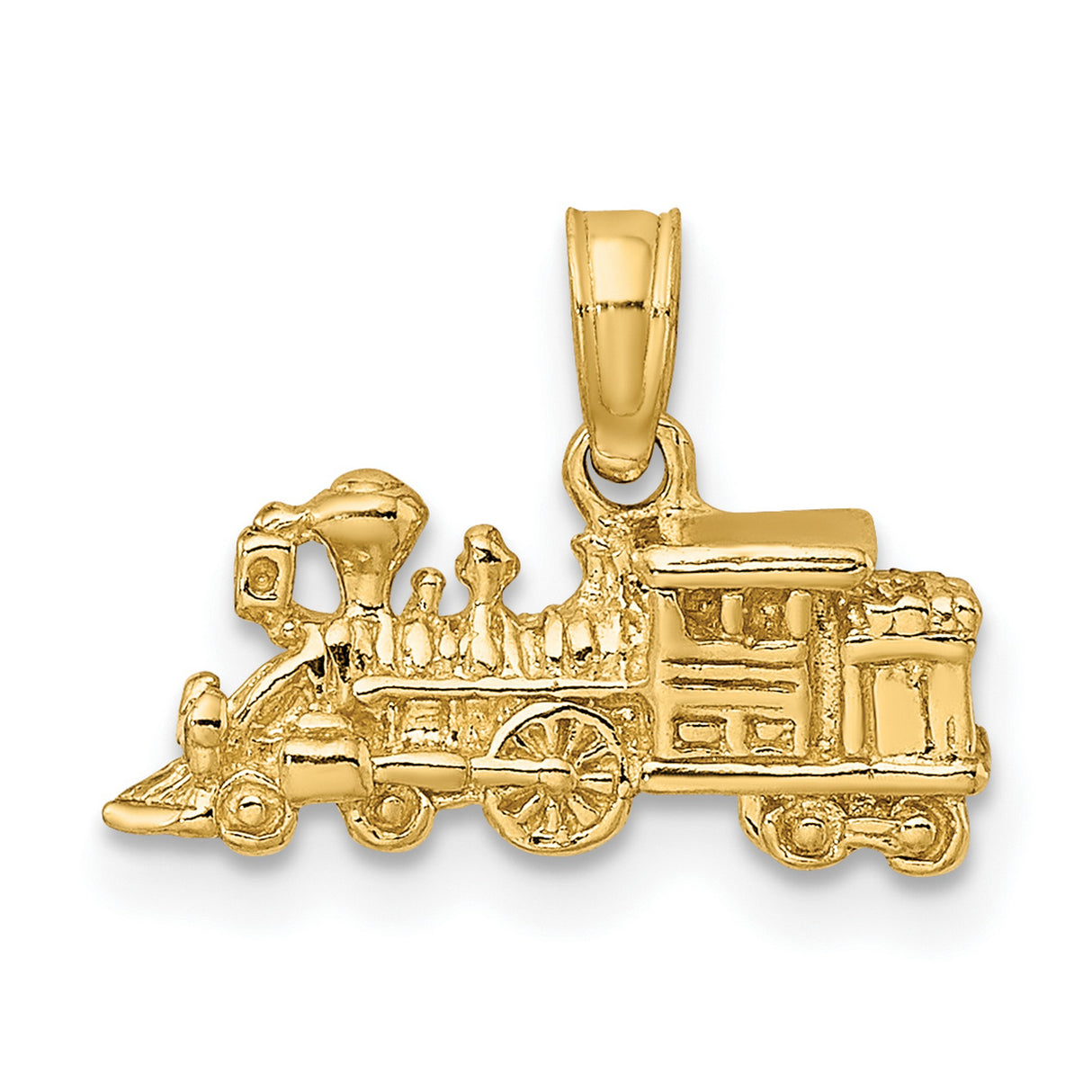 14k Yellow Gold Steam Train Pendant, Vintage Locomotive Charm for Men or Unisex