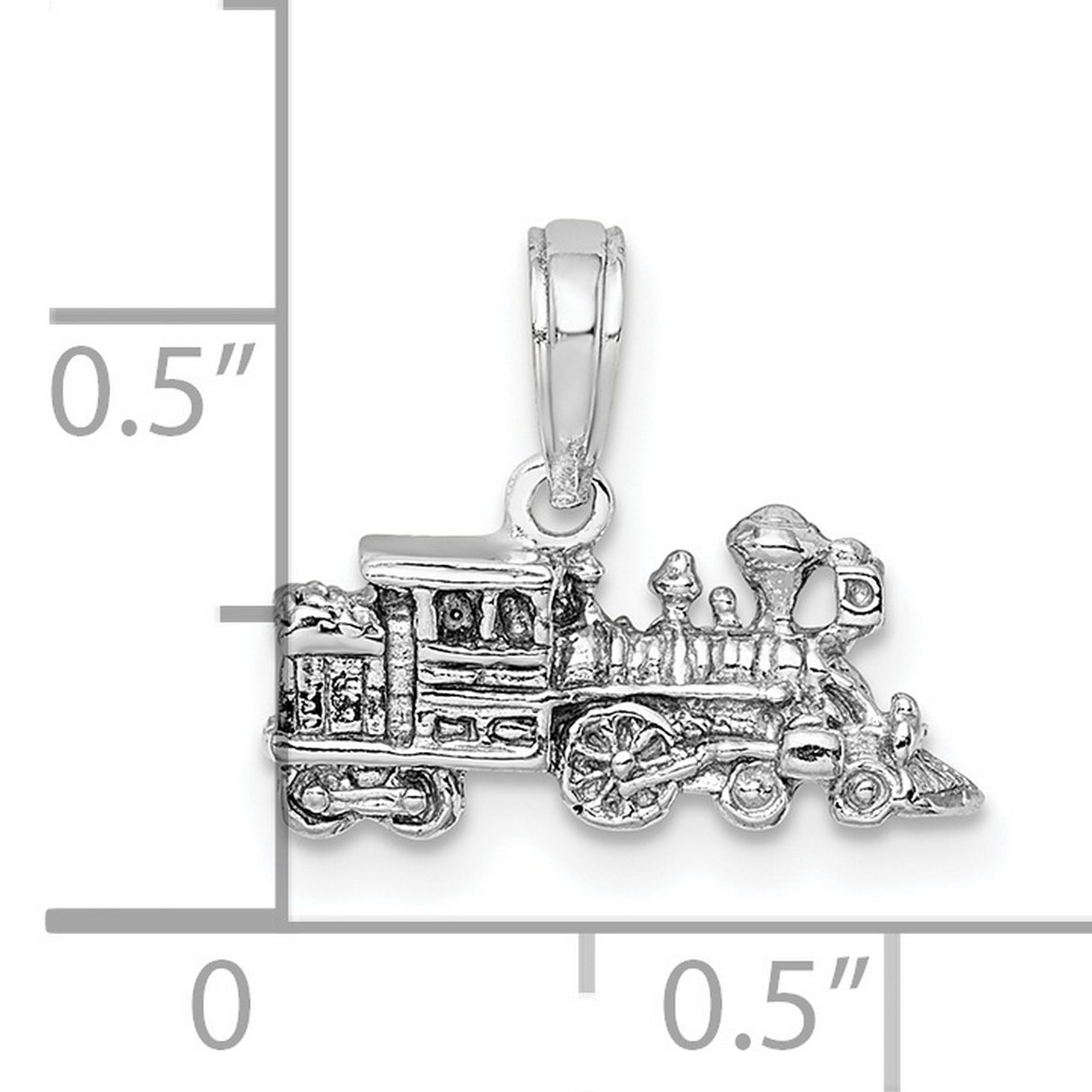 14k White Gold Steam Train Pendant, Vintage Locomotive Charm with Detailed Engine Design