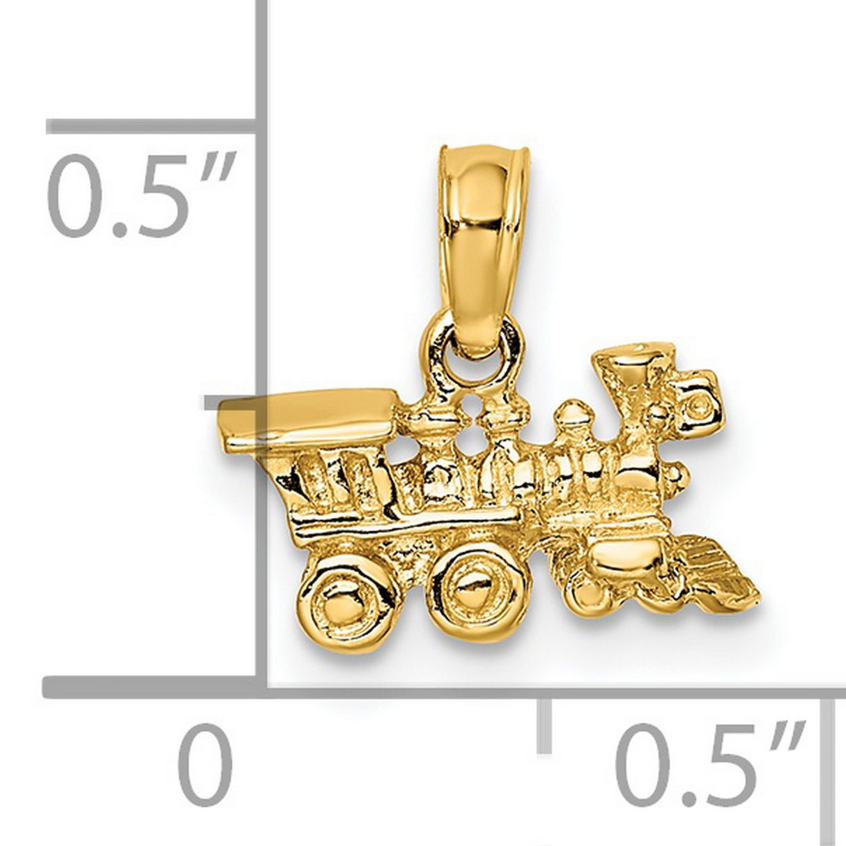 14k Yellow Gold Train Pendant with Detailed Steam Locomotive Design