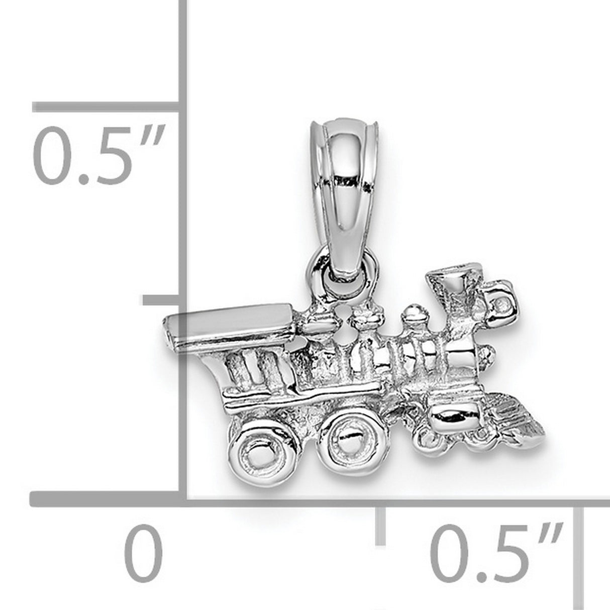 14k White Gold Locomotive Pendant, Vintage Steam Engine Charm, Travel-Inspired Train Jewelry