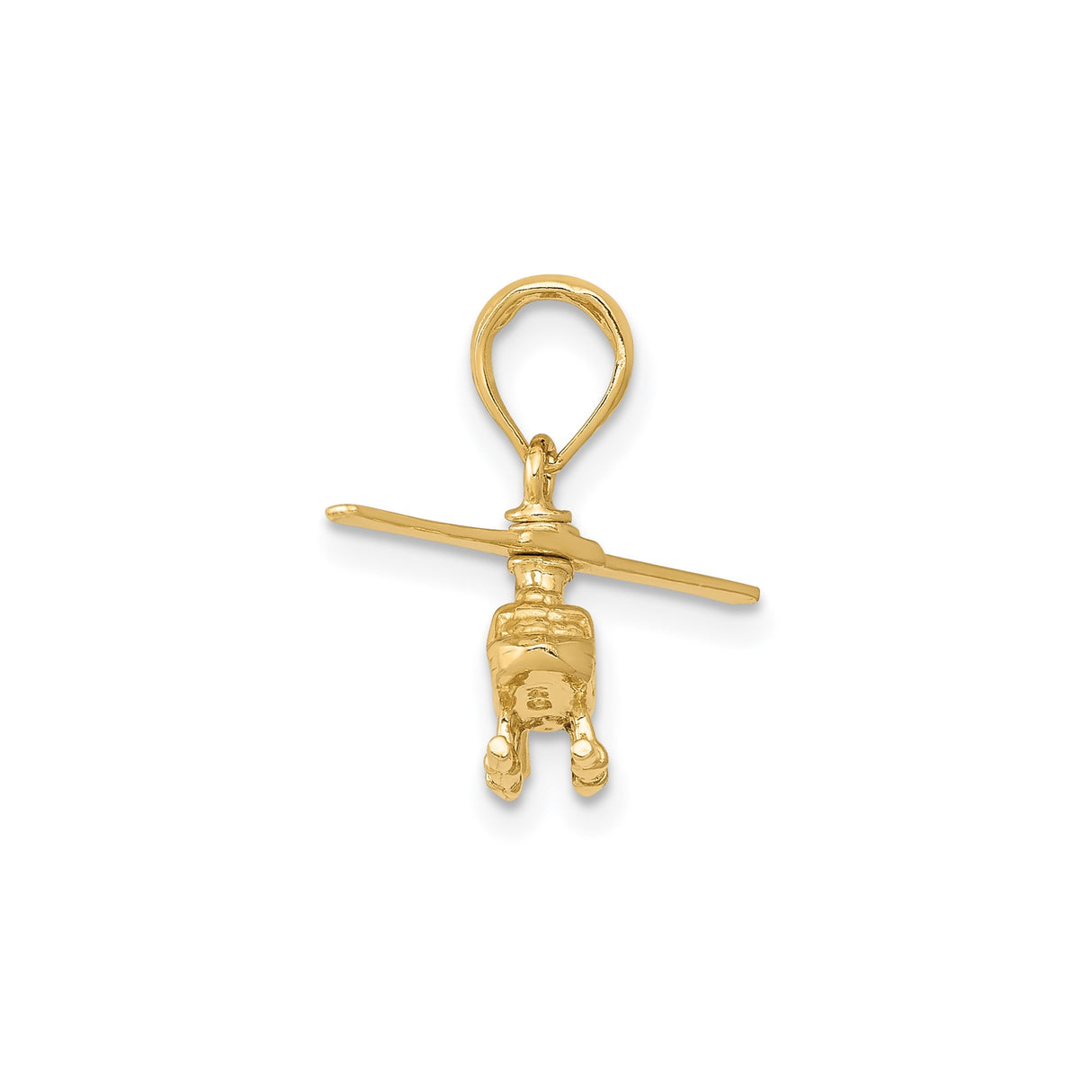 14k Yellow Gold Helicopter Pendant, Detailed Chopper Aviation Design, Unisex or Mens Jewelry