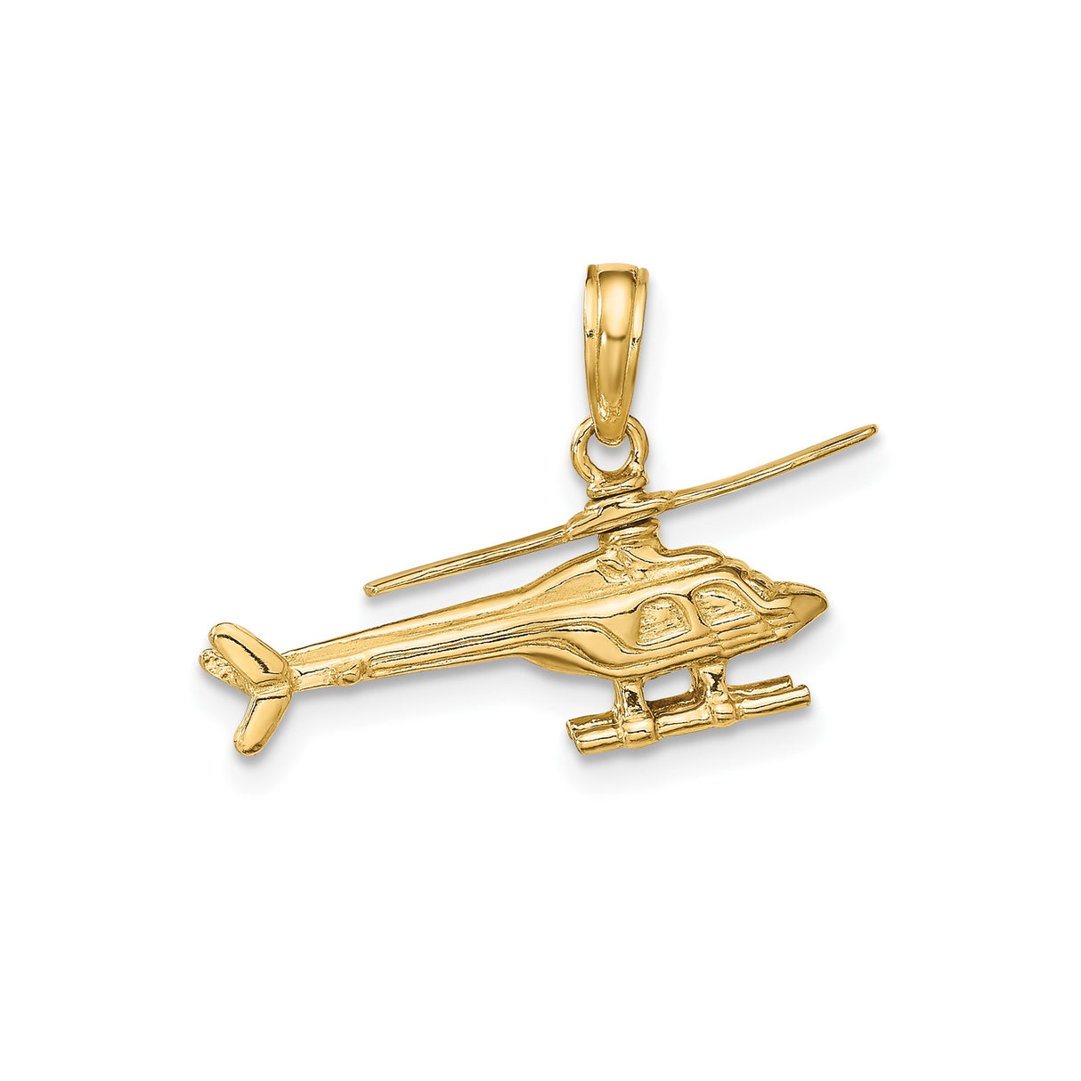 14k Yellow Gold Helicopter Pendant, Detailed Chopper Aviation Design, Unisex or Mens Jewelry