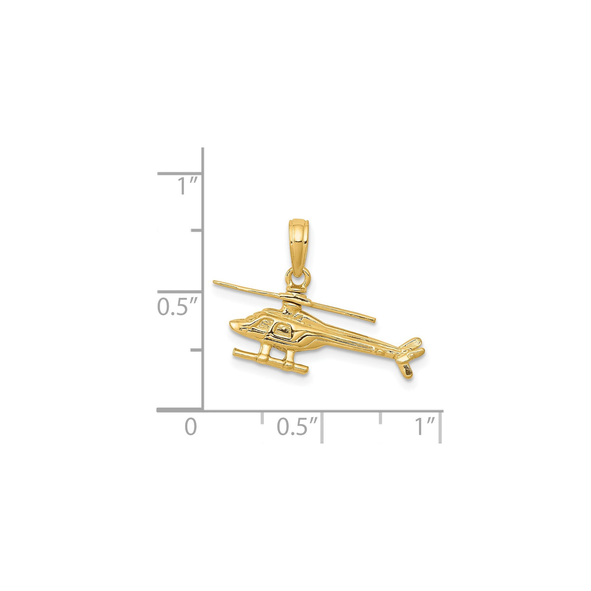 14k Yellow Gold Helicopter Pendant, Detailed Chopper Aviation Design, Unisex or Mens Jewelry