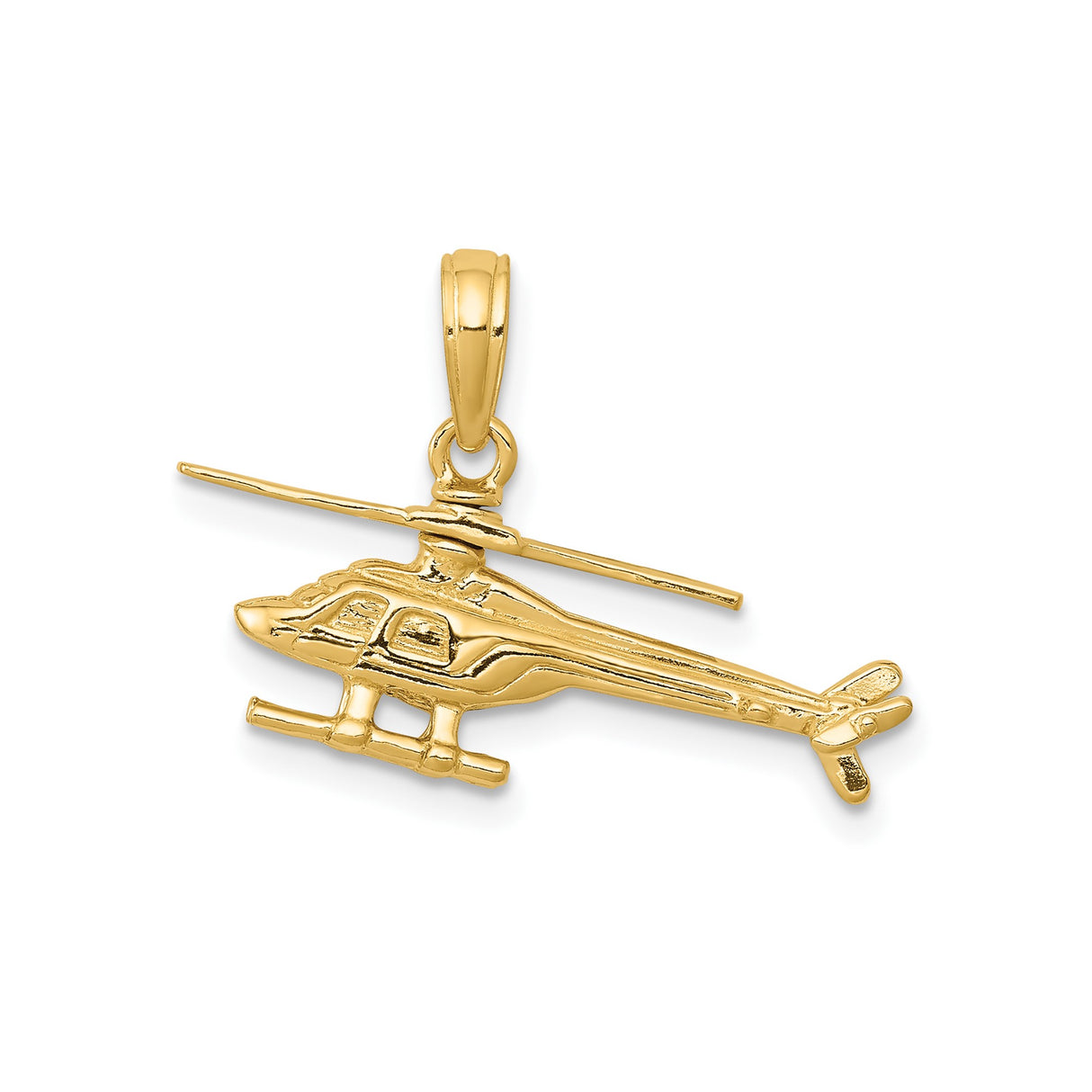 14k Yellow Gold Helicopter Pendant, Detailed Chopper Aviation Design, Unisex or Mens Jewelry