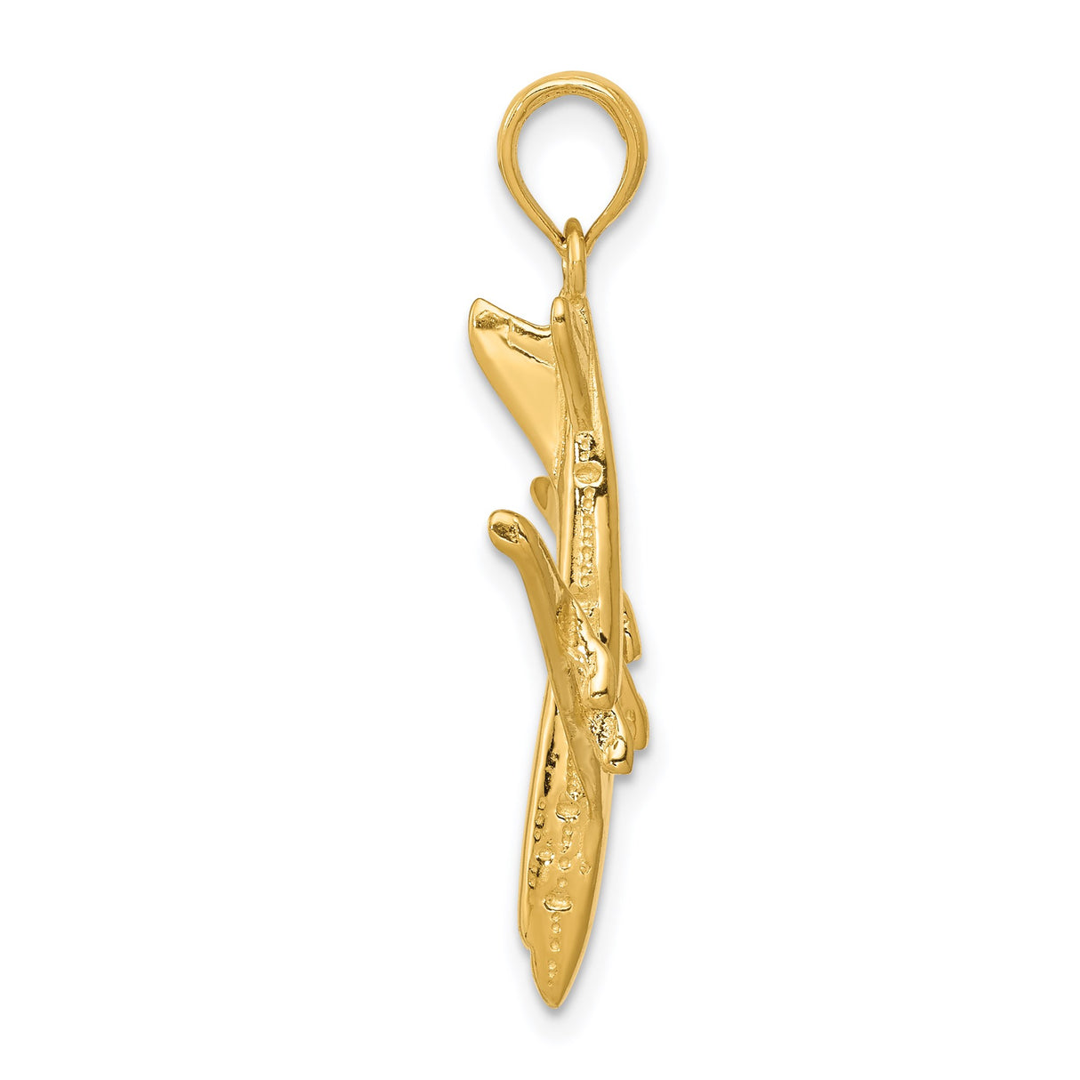 14k Yellow Gold Airplane Pendant Charm, Jet Design Symbolizing Travel and Adventure