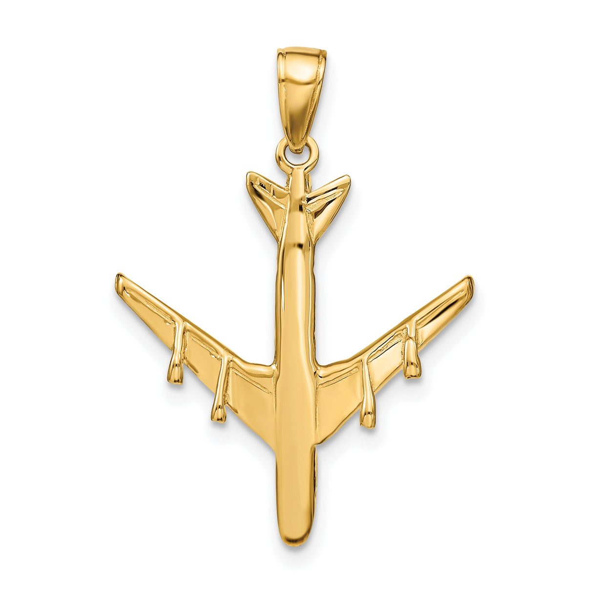 14k Yellow Gold Airplane Pendant Charm, Jet Design Symbolizing Travel and Adventure