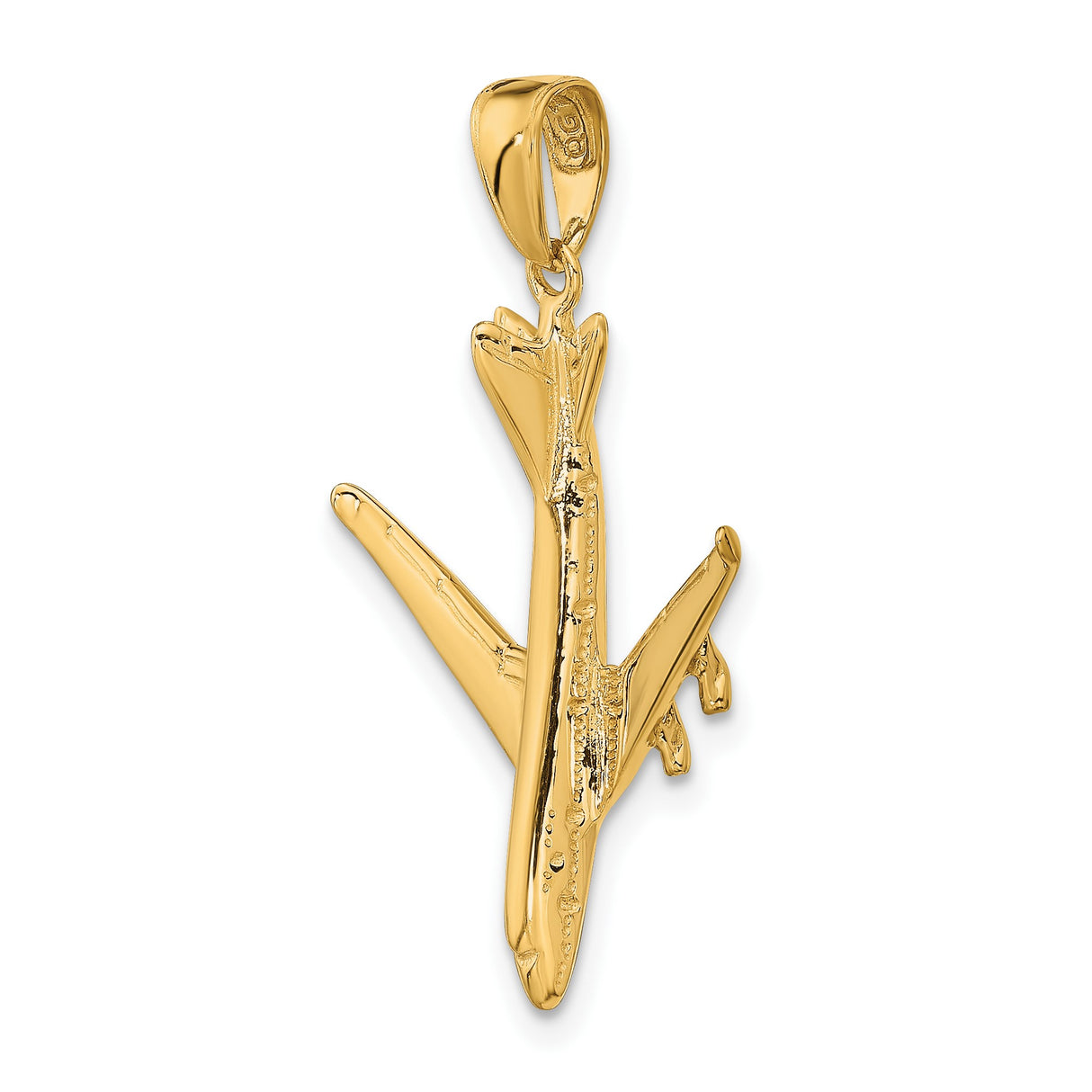 14k Yellow Gold Airplane Pendant Charm, Jet Design Symbolizing Travel and Adventure