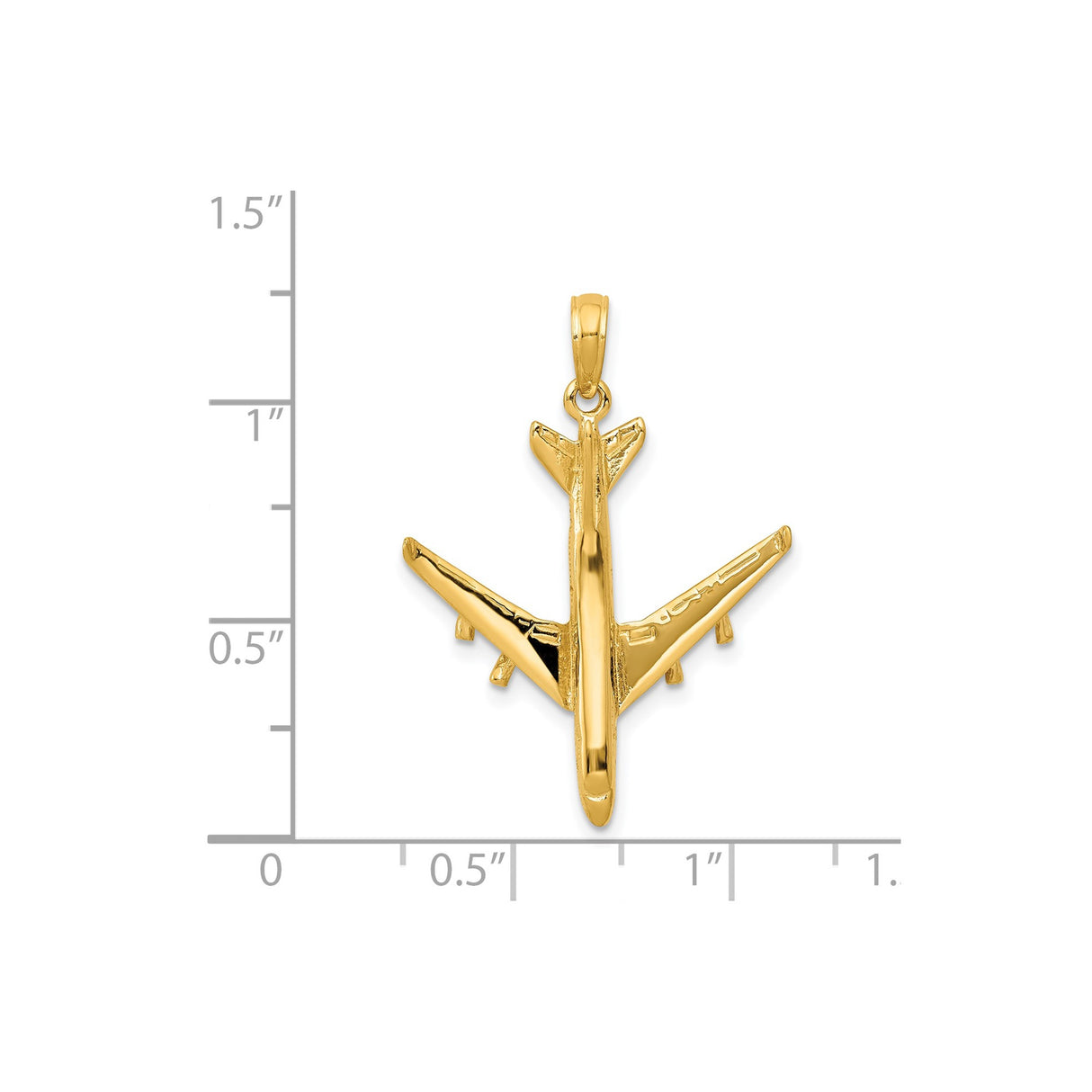 14k Yellow Gold Airplane Pendant Charm, Jet Design Symbolizing Travel and Adventure