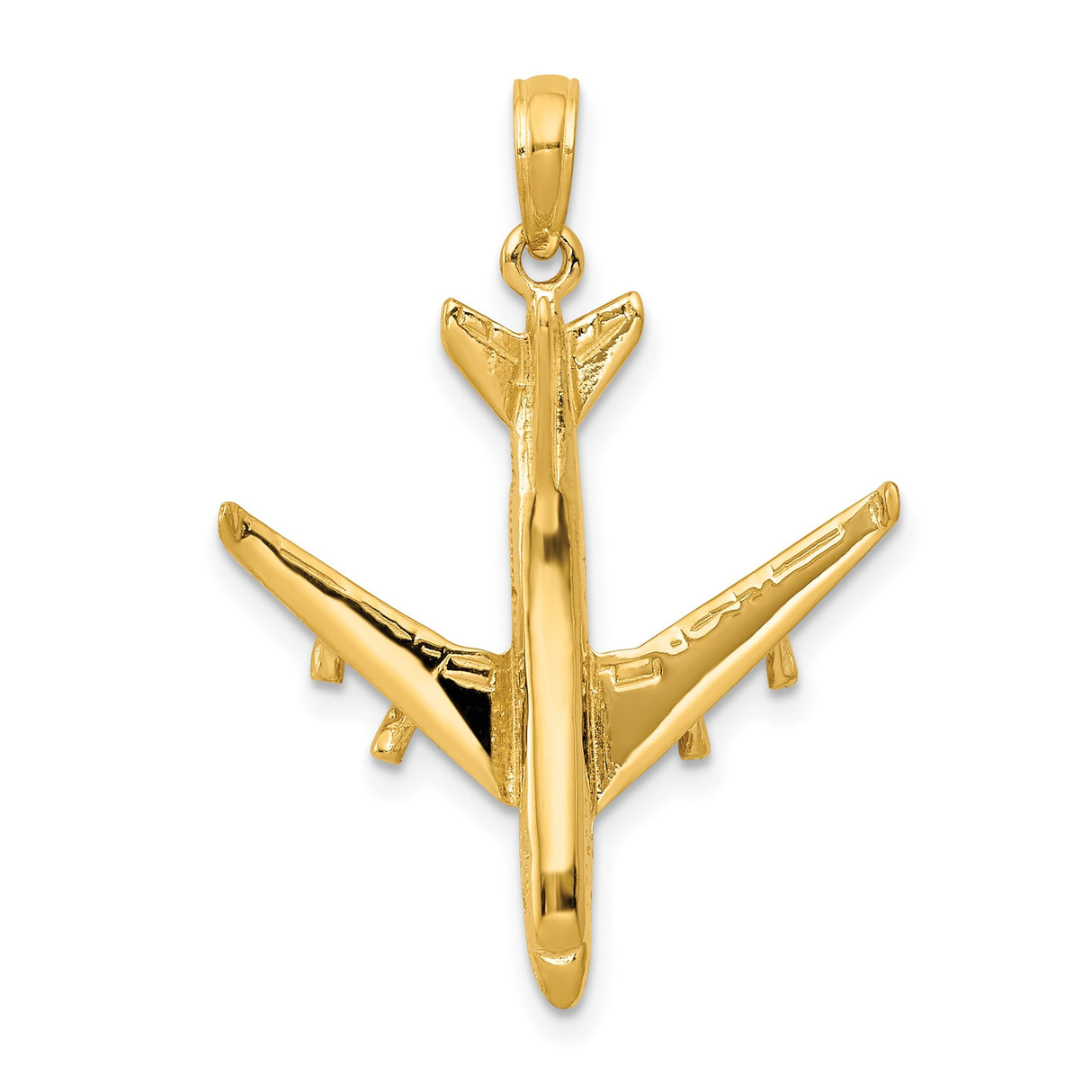 14k Yellow Gold Airplane Pendant Charm, Jet Design Symbolizing Travel and Adventure