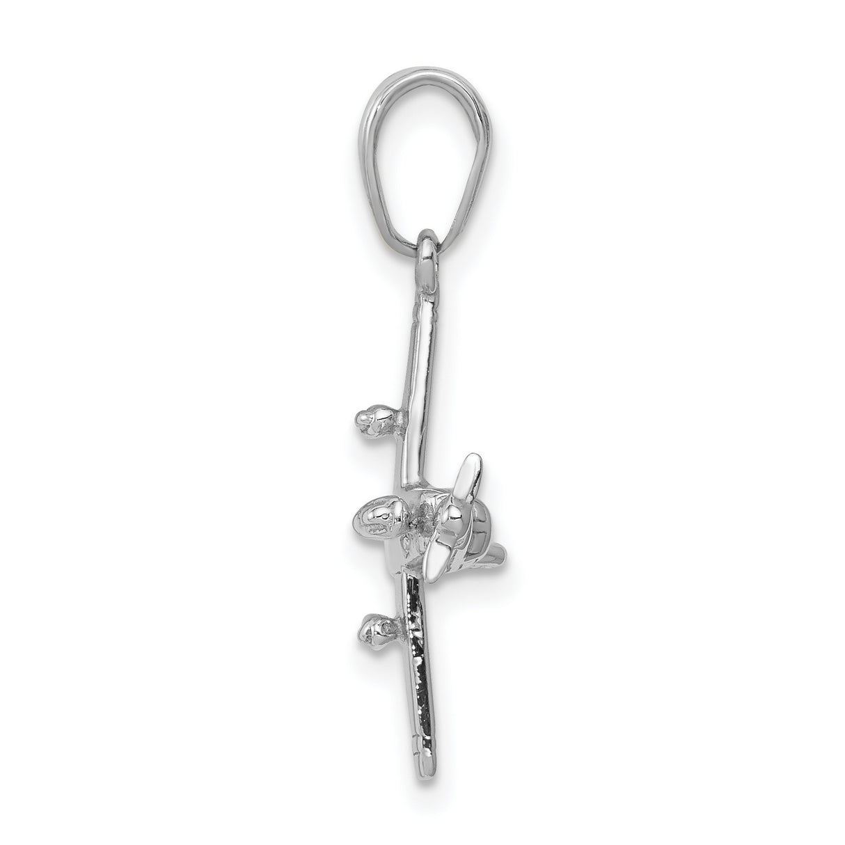 14k White Gold Airplane Pendant with Detailed Propeller Aircraft Design for Men or Unisex