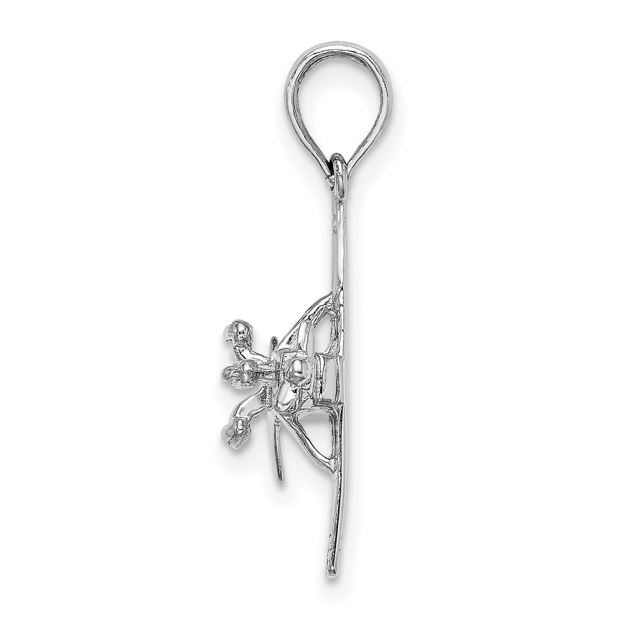 14k White Gold Airplane Pendant Charm with Detailed Propeller Design, Aviation Jewelry