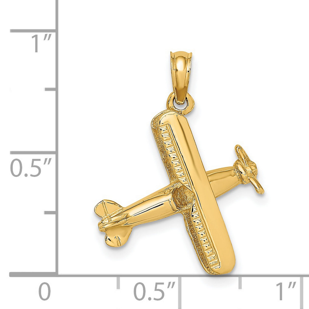14k Yellow Gold Biplane Pendant, Vintage Airplane Charm with Aircraft Design, Unisex Aviation Jewelry