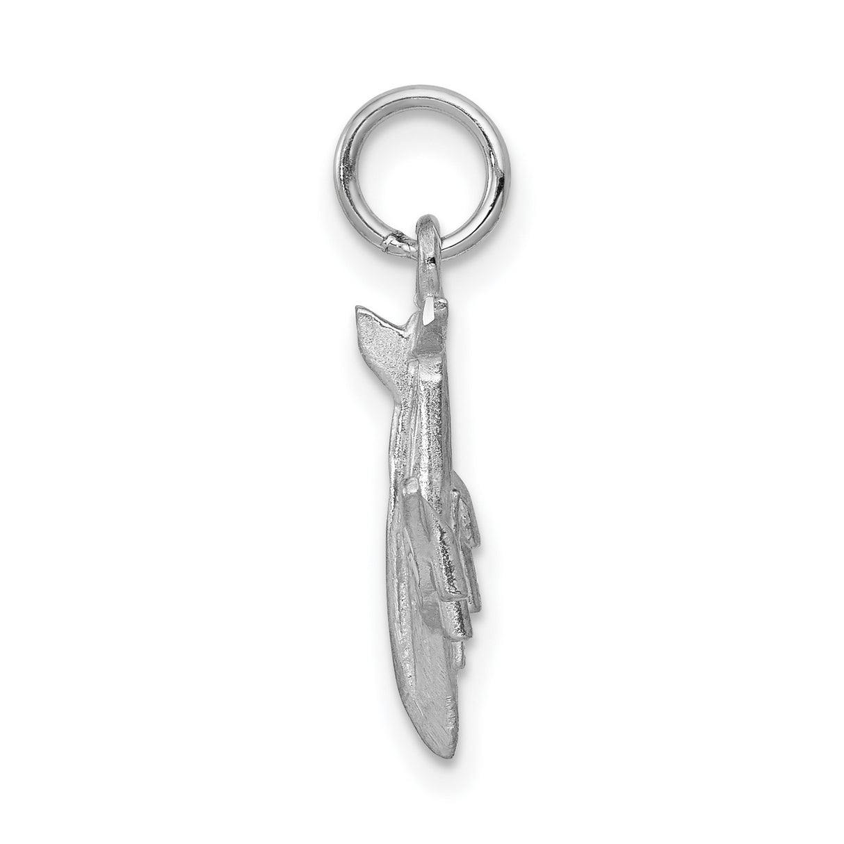 3-D Vertical Airplane Charm Pendant in Real 14k White Gold
