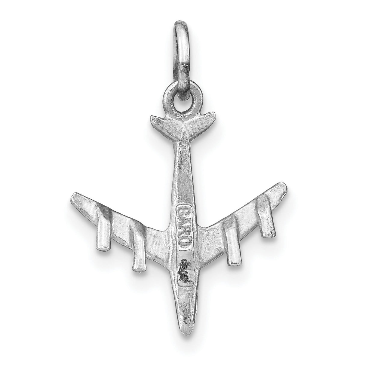 3-D Vertical Airplane Charm Pendant in Real 14k White Gold
