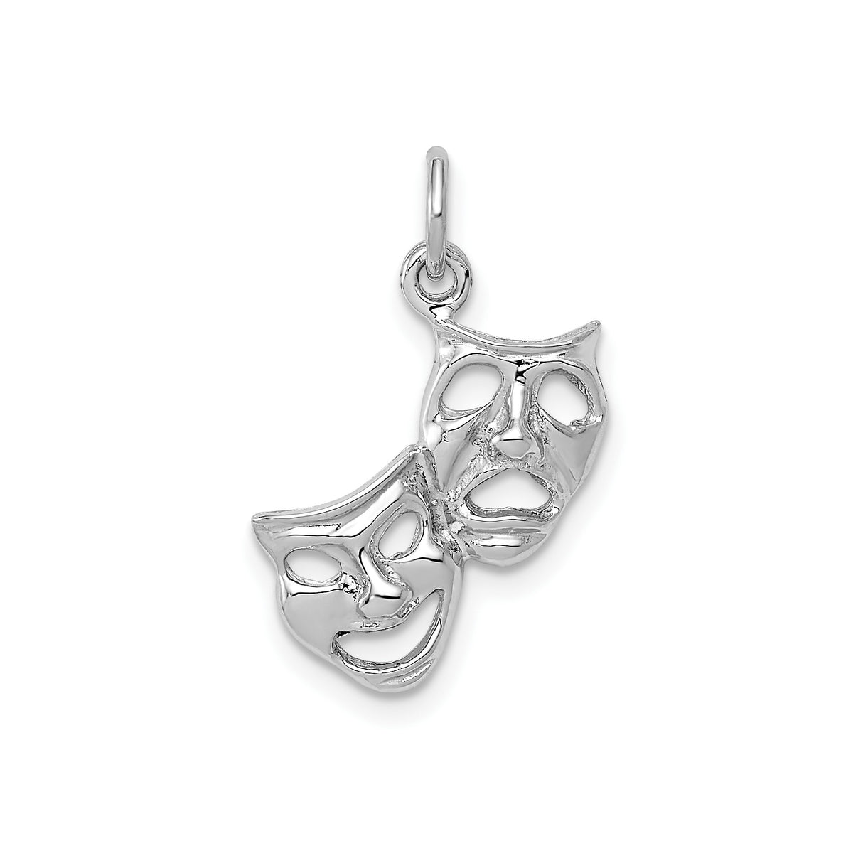 14k White Gold Theater Mask Pendant with Comedy and Tragedy Drama Masks