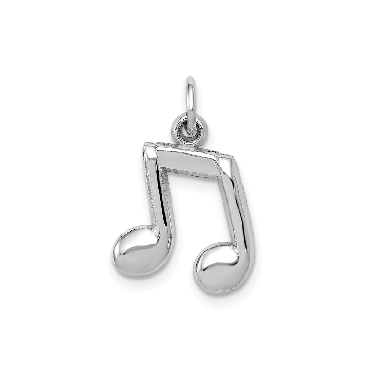 14k White Gold Music Note Pendant, Polished Eighth Note Charm for Musicians and Music Lovers