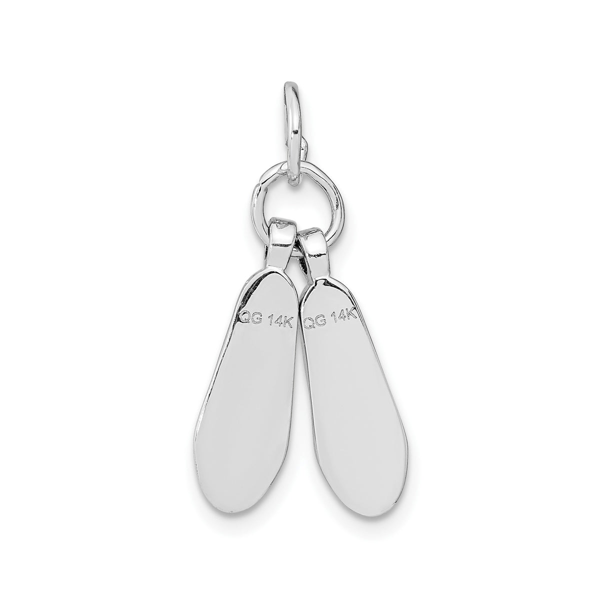 14k White Gold Ballet Slipper Charm Pendant, 3D Movable Ballet Shoes for Women or Girls