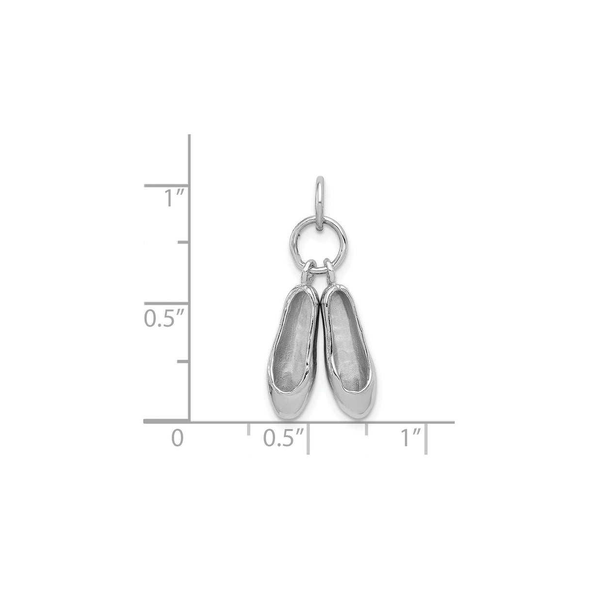 14k White Gold Ballet Slipper Charm Pendant, 3D Movable Ballet Shoes for Women or Girls