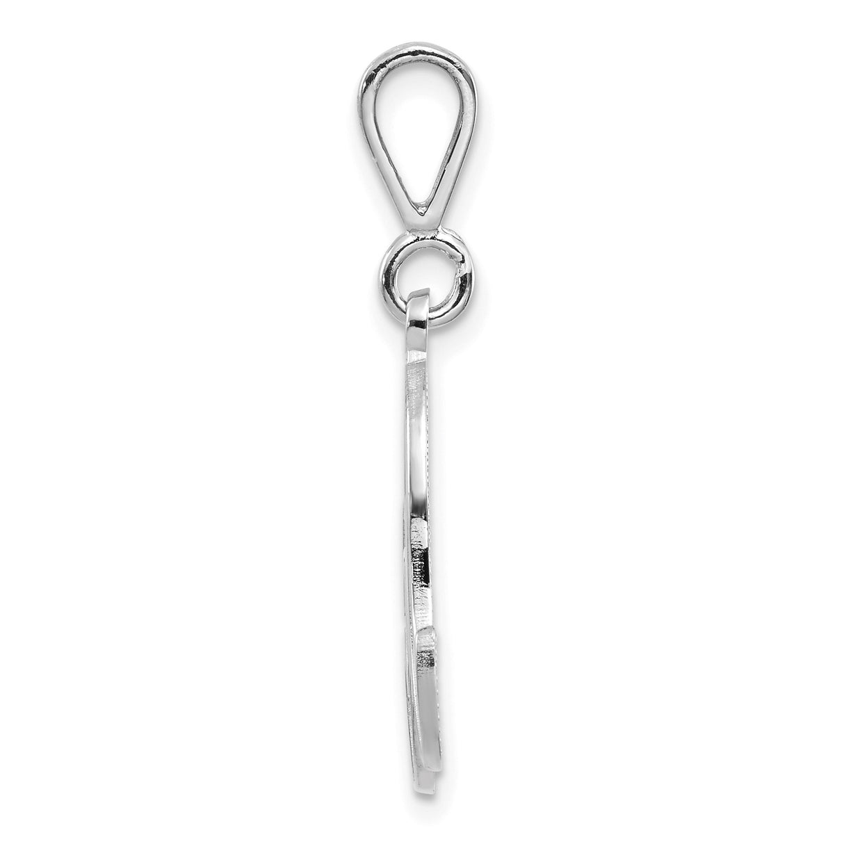 14k White Gold Initial N Pendant with Diamond Cut Filigree Design, Cursive Letter Charm