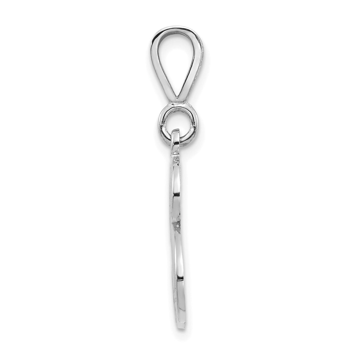 14k White Gold Initial B Pendant with Diamond Cut Accents, Cursive Letter Monogram Charm