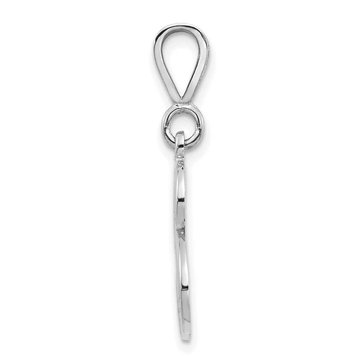 10k White Gold Letter B Pendant with Diamond-Cut Detail, Script Initial Charm for Women