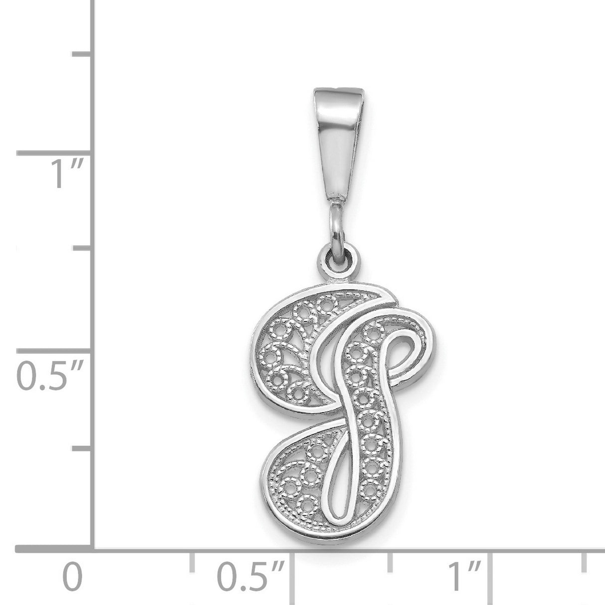 10k White Gold Letter S Pendant, Filigree Openwork Initial Charm for Women