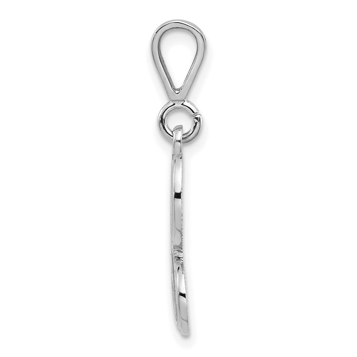 10k White Gold Initial H Pendant, Script Letter Charm with Filigree Design for Women