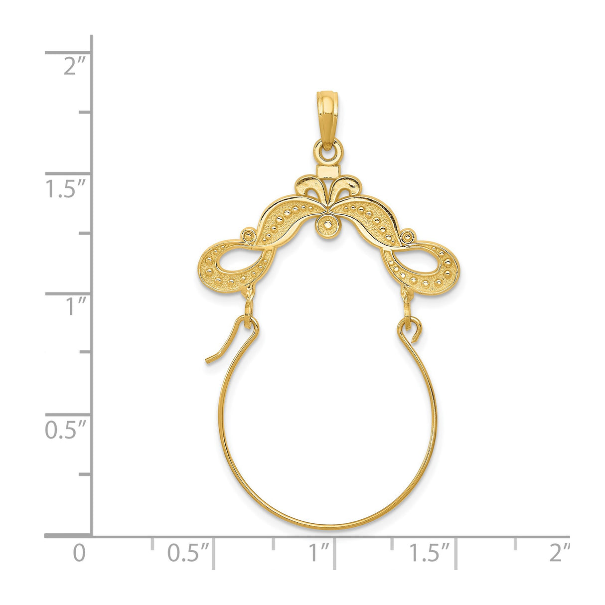 14k Yellow Gold Drop Pendant with Filigree Scrollwork and Infinity Arabesque Design for Women