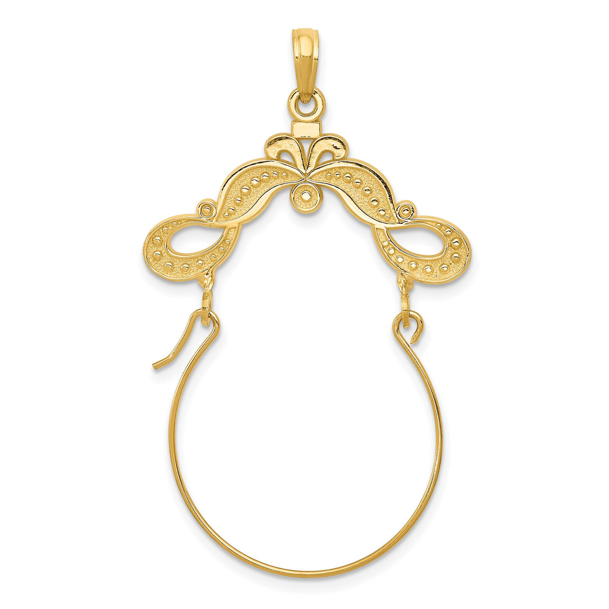 14k Yellow Gold Drop Pendant with Filigree Scrollwork and Infinity Arabesque Design for Women